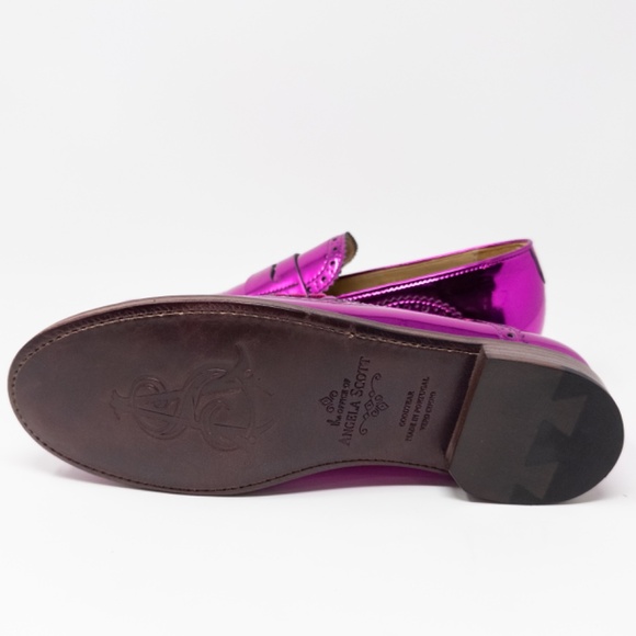 The Office of Angela Scott Ms Charlotte Metallic Magenta Penny Loafers Size 36.5 - Picture 8 of 9